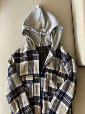NEW LOOK Hooded Button-Up Jacket/Coat